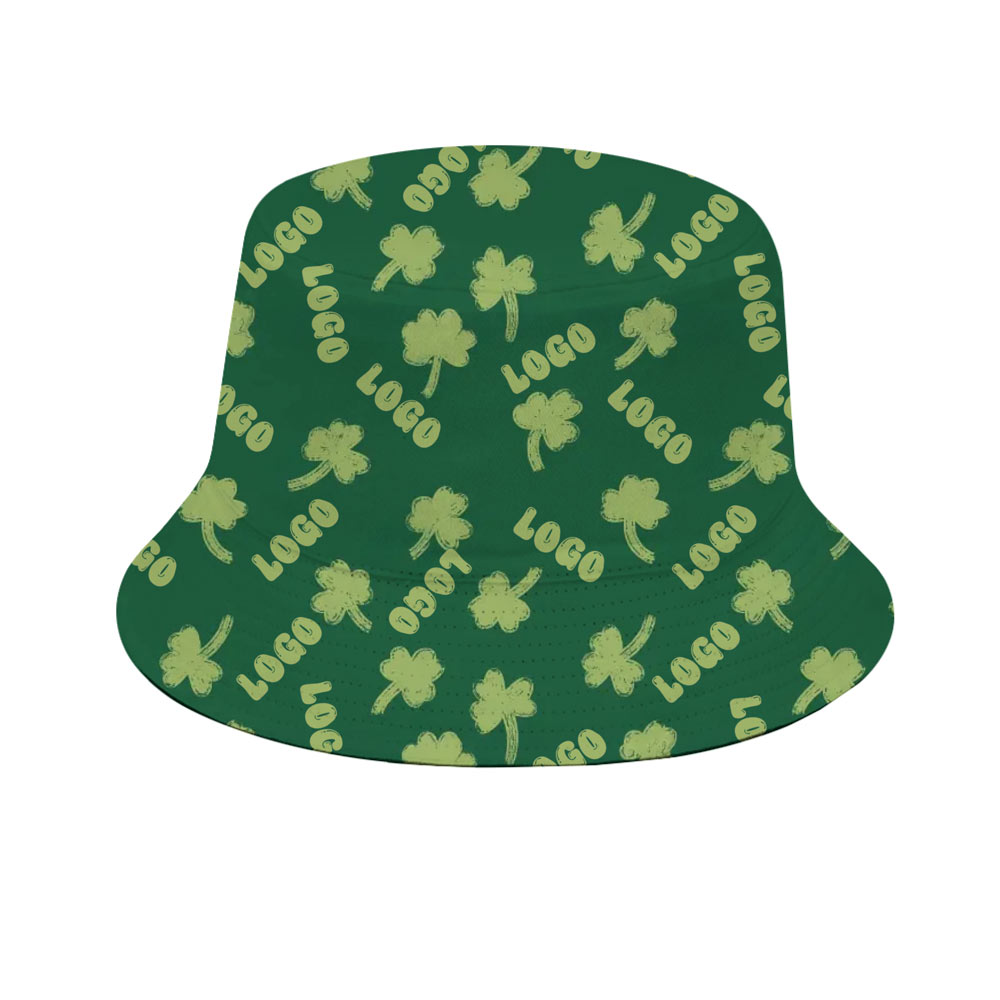 Festive Custom Logo Shamrock Bucket Hat