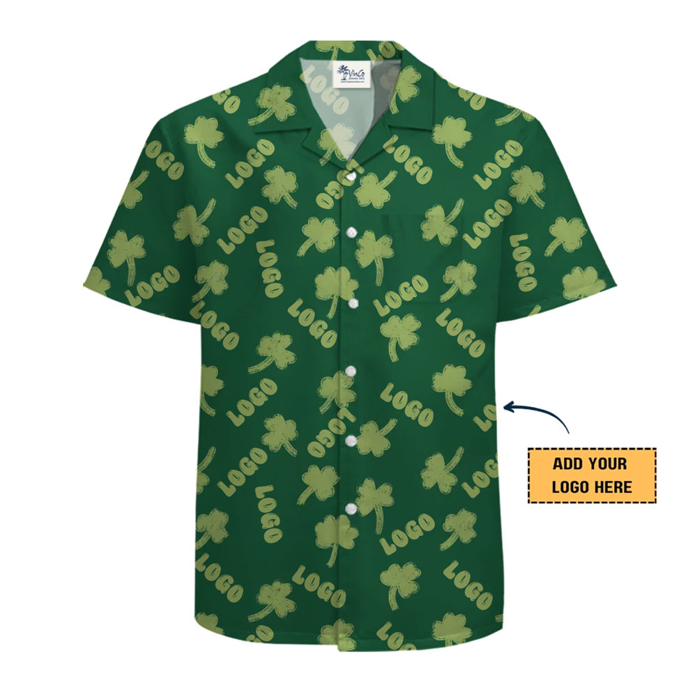 Custom Logo Shamrock Green Hawaiian Shirt