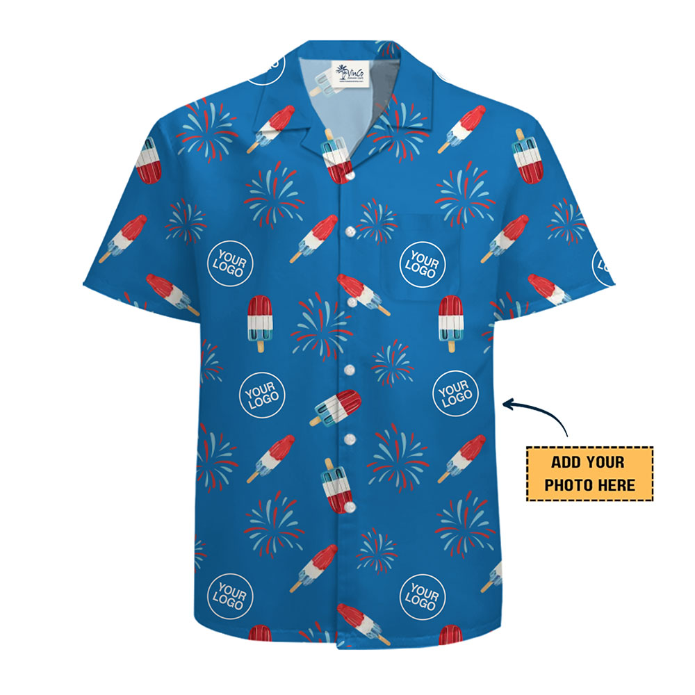 Custom Logo Fireworks Hawaiian Shirt