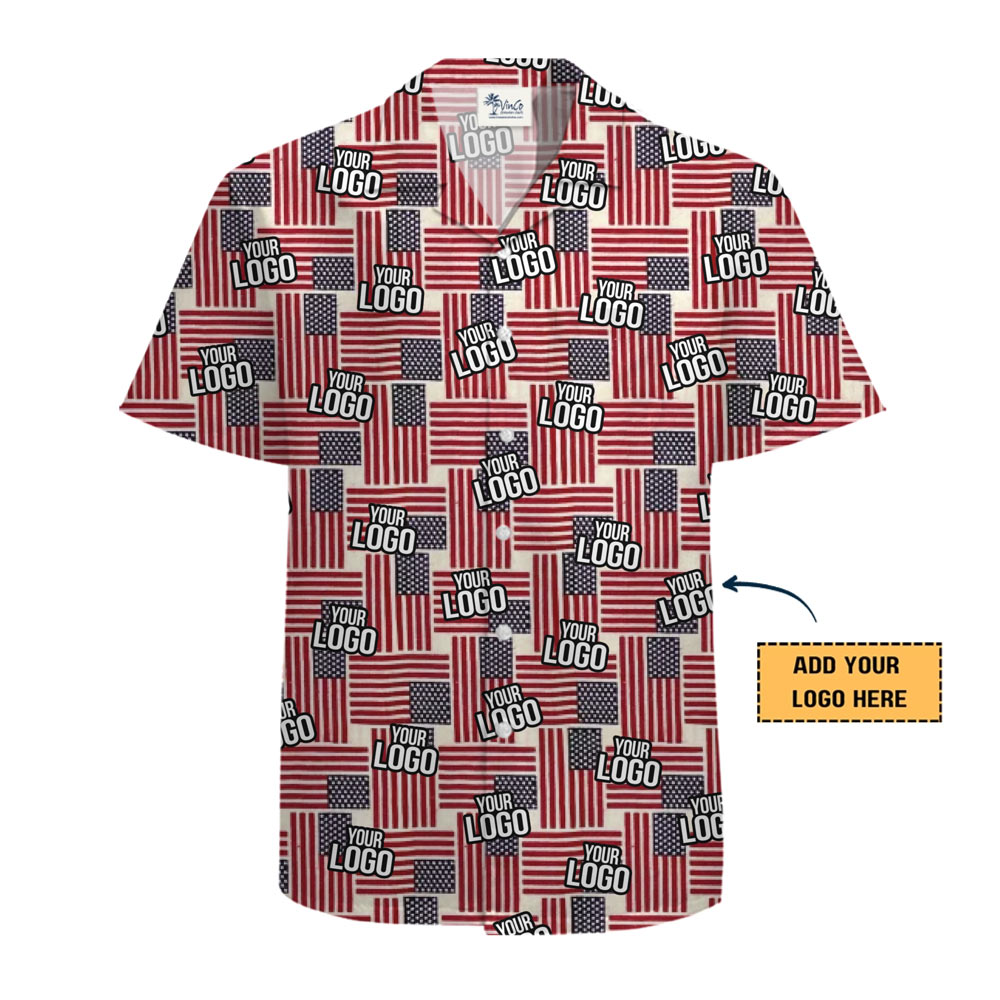 Custom Logo American Flag Hawaiian Shirt
