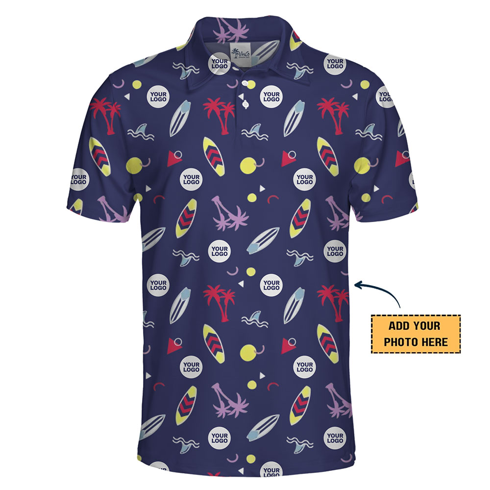 Elite Personalized Surf Icon Polo Shirt With Live Preview
