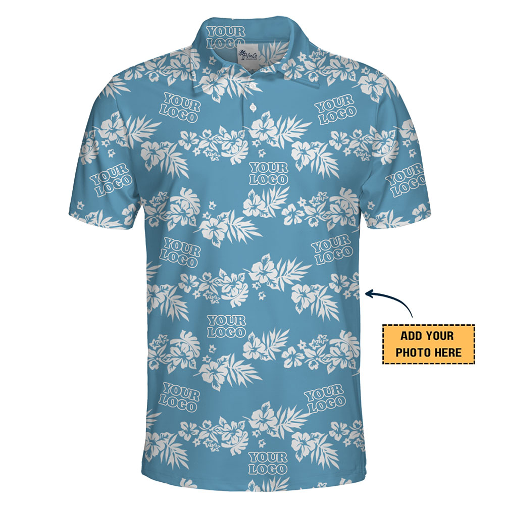 Custom Company Logo Floral Polo Shirt With Instant Preview