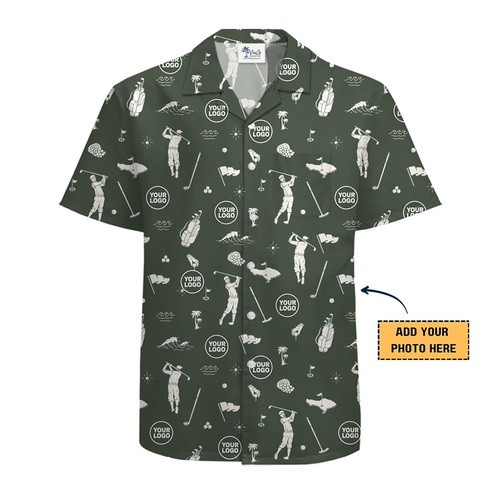 Customize Company Logo Golf Themed Hawaiian Shirt