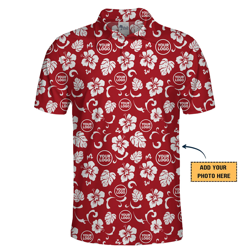 Vibrant Custom Logo Hibiscus Polo Shirt With Live Preview