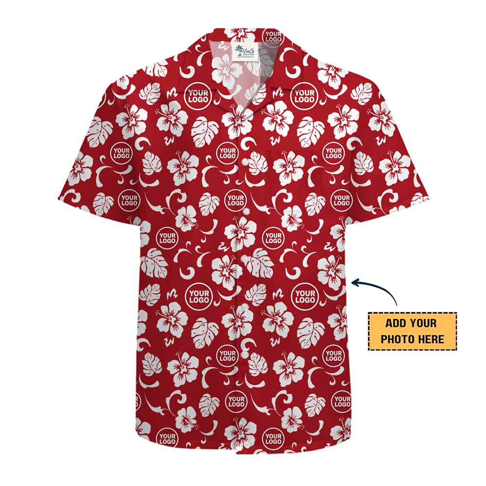 Vibrant Custom Logo Hibiscus Hawaiian Shirt With Live Preview