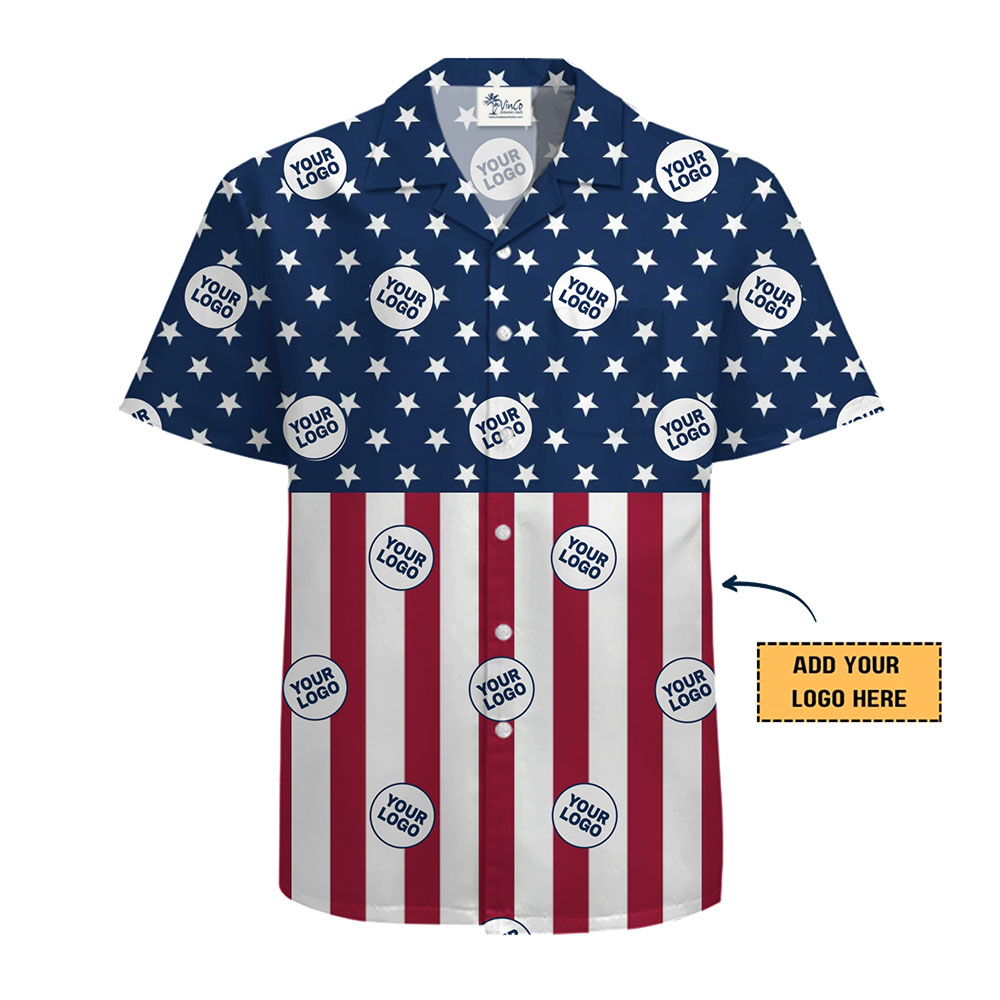Custom Logo Red White Blue Hawaiian Shirt