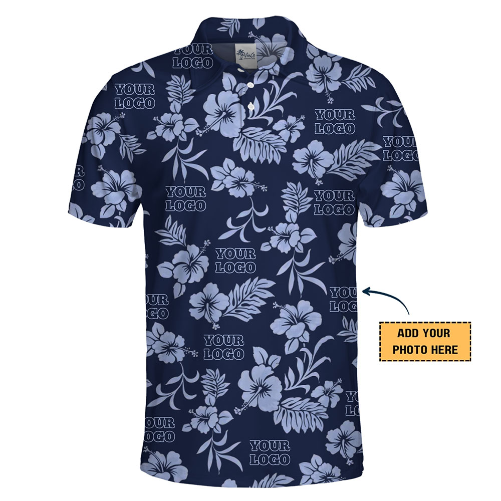 Custom Logo Hibiscus Flowers Polo Shirt With Instant Preview