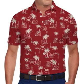 Custom Tropical Palm Tree Polo Shirt With Logo