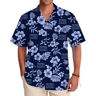 Customize Logo Hibicus Flowers Hawaiian Shirt With Live Preview