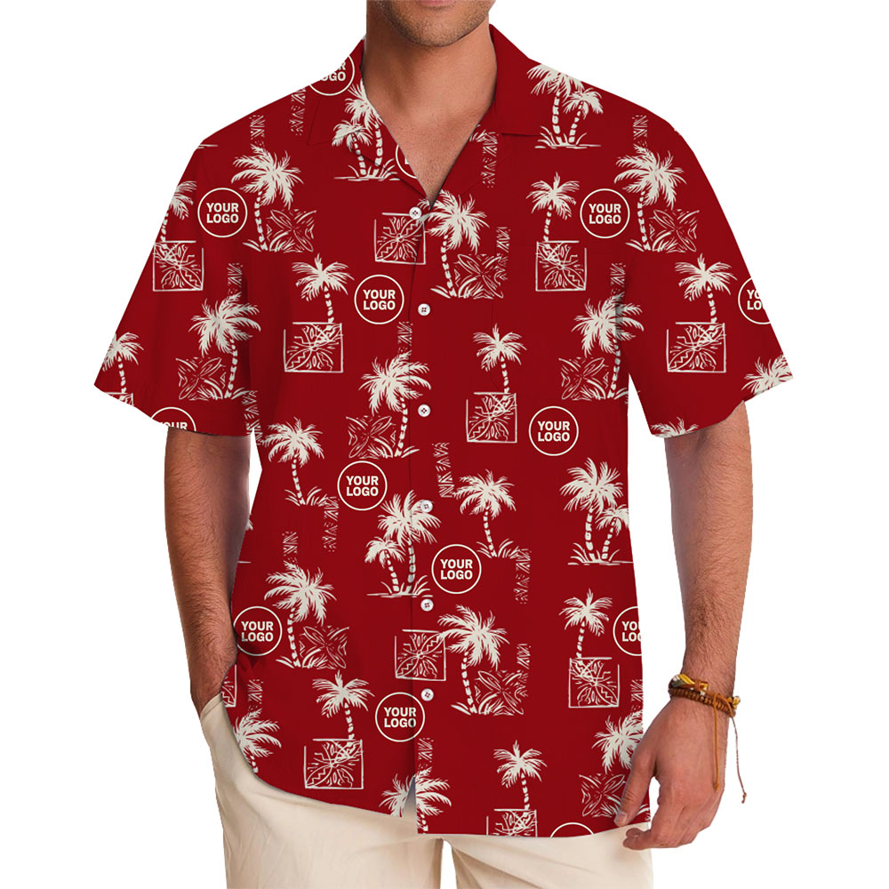 Personalized Tropical Palm Tree Hawaiian Shirt With Logo - variant image 1