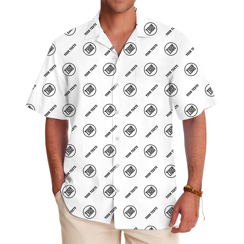 Custom Button Up Short Sleeve Shirts With Logo And Text - variant image 1