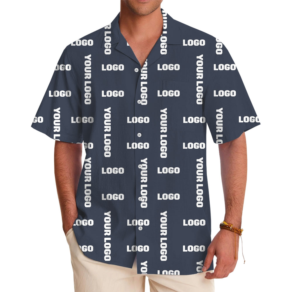 [Live Preview] Grid Custom Brand Logo Hawaiian Shirt - variant image 1