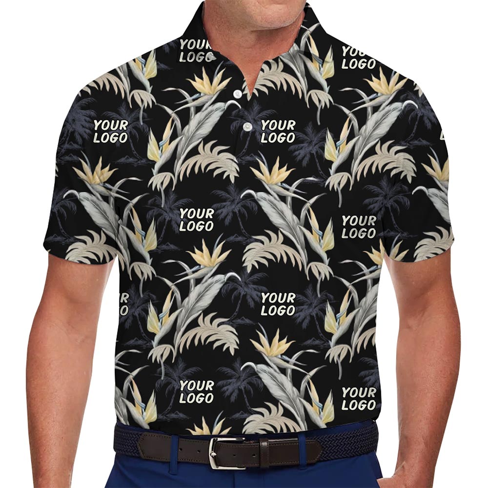 Custom Bird of Paradise Hawaiian Polo Shirt with Logo – Tropical Floral Design with Live Preview - variant image 1