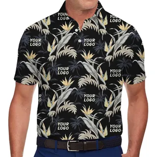 Custom Bird of Paradise Hawaiian Polo Shirt with Logo – Tropical Floral Design with Live Preview
