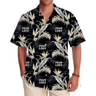 Custom Hawaiian Shirt with Bird of Paradise Pattern – Personalized Tropical Logo Floral Design