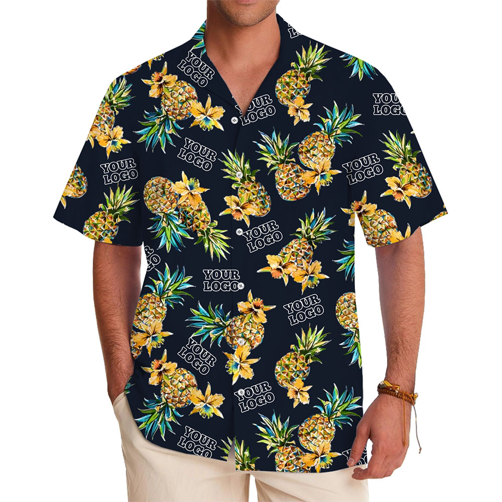 Custom Hawaiian Shirt Pineapple Design With Company Logo - variant image 1