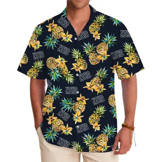 Custom Hawaiian Shirt Pineapple Design With Company Logo
