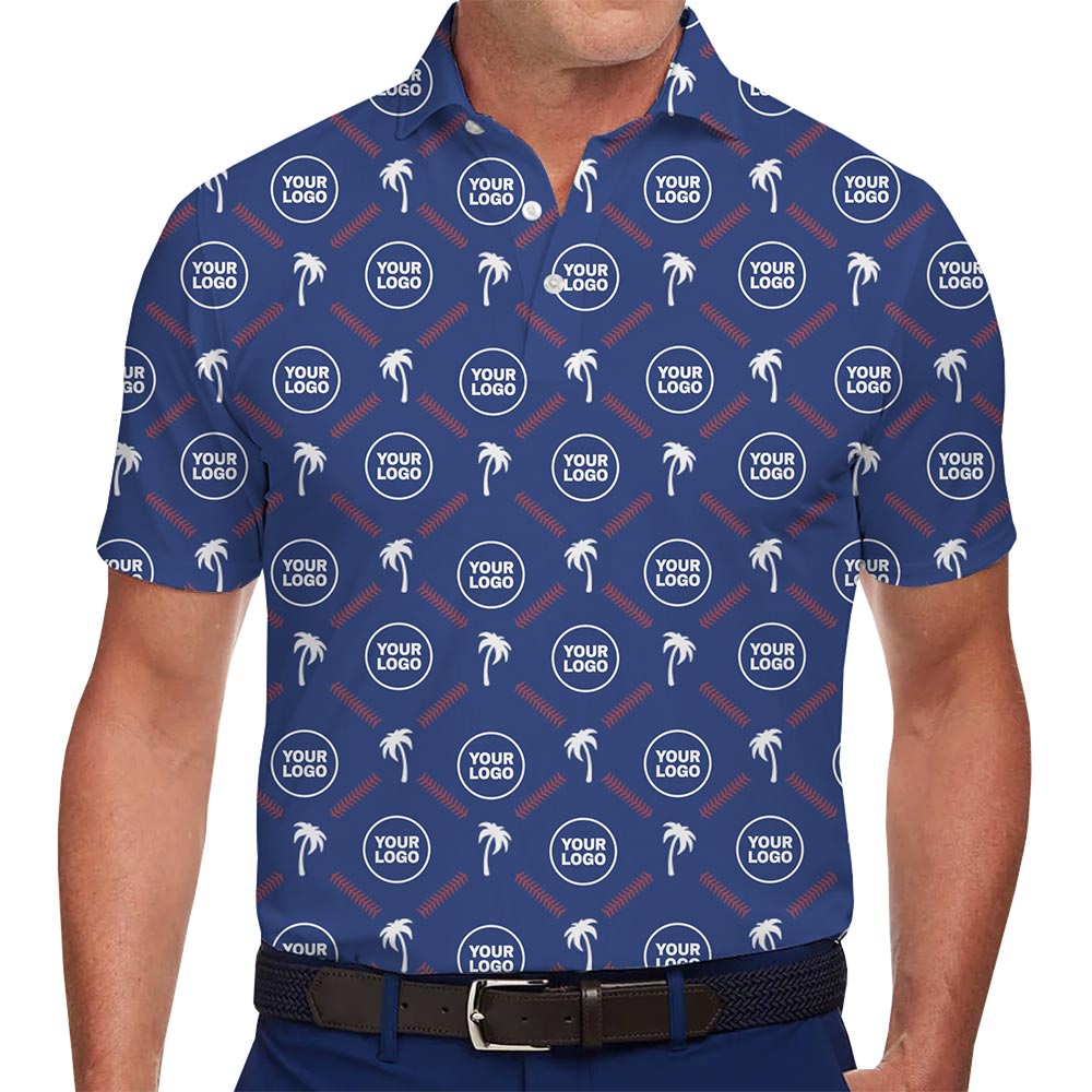 Custom Logo Palm Tree Stitch Pattern Polo Shirt – Personalized Performance Style - variant image 1