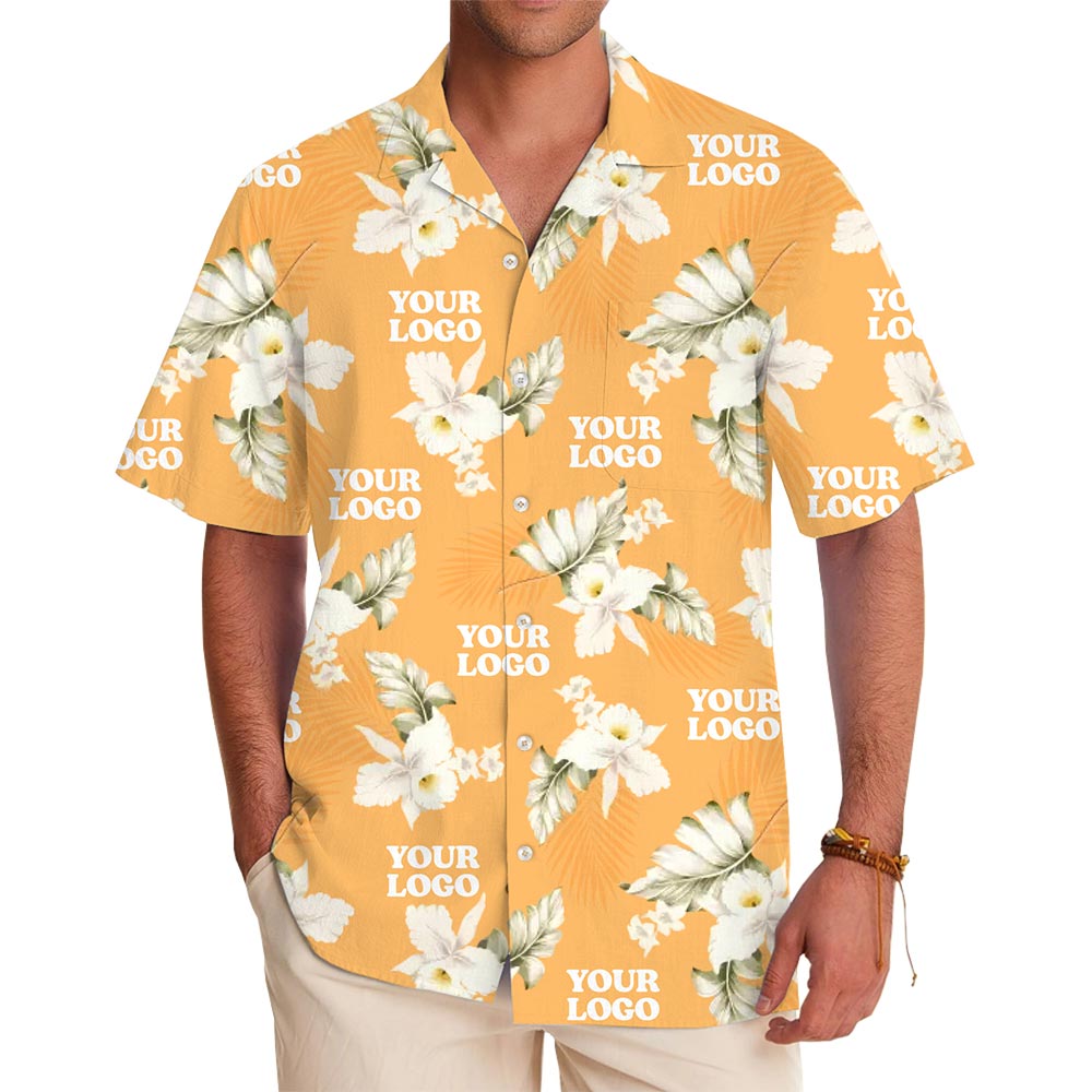 Personalized White Orchid Hawaiian Floral Shirt – Custom Logo Tropical Design - variant image 1
