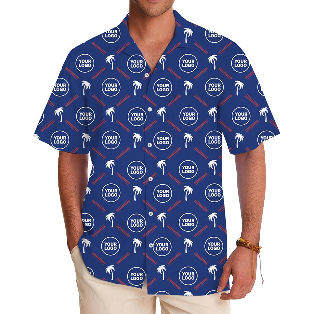 Custom Hawaiian Shirt With Palm Tree Stitch Pattern and Your Logo - variant image 1