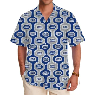 Signature Loop Pattern Custom Logo Hawaiian Shirt