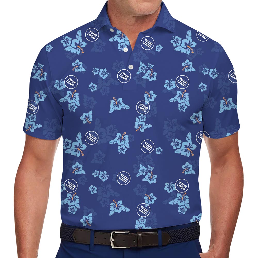 Custom Logo Polo Shirt with Hibiscus Flowers – Branded Tropical Style for Teams and Events - variant image 1