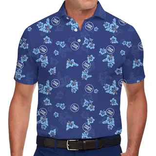 Custom Logo Polo Shirt with Hibiscus Flowers – Branded Tropical Style for Teams and Events