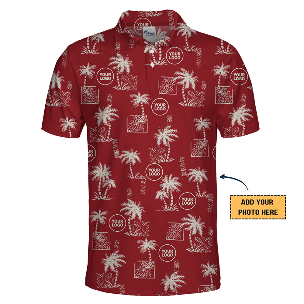 Custom Tropical Palm Tree Polo Shirt With Logo