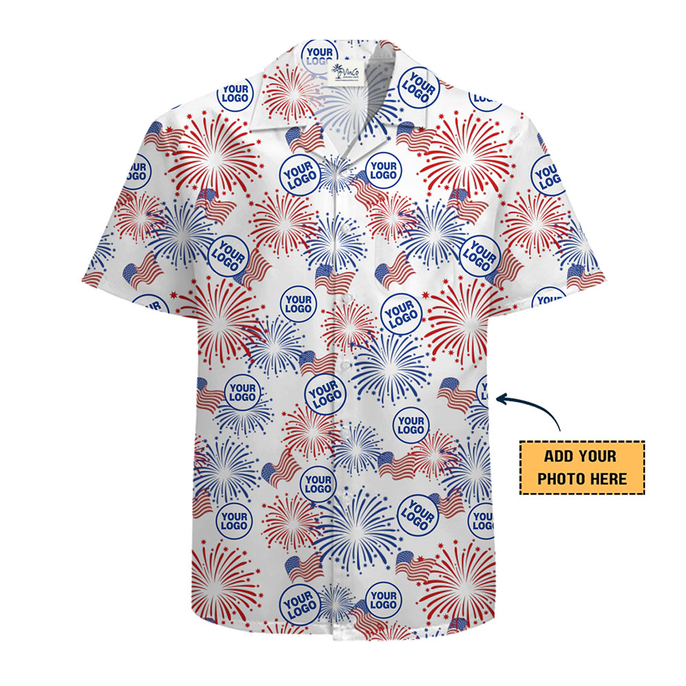 Custom Fourth Of July Hawaiian Shirt With Company Logo