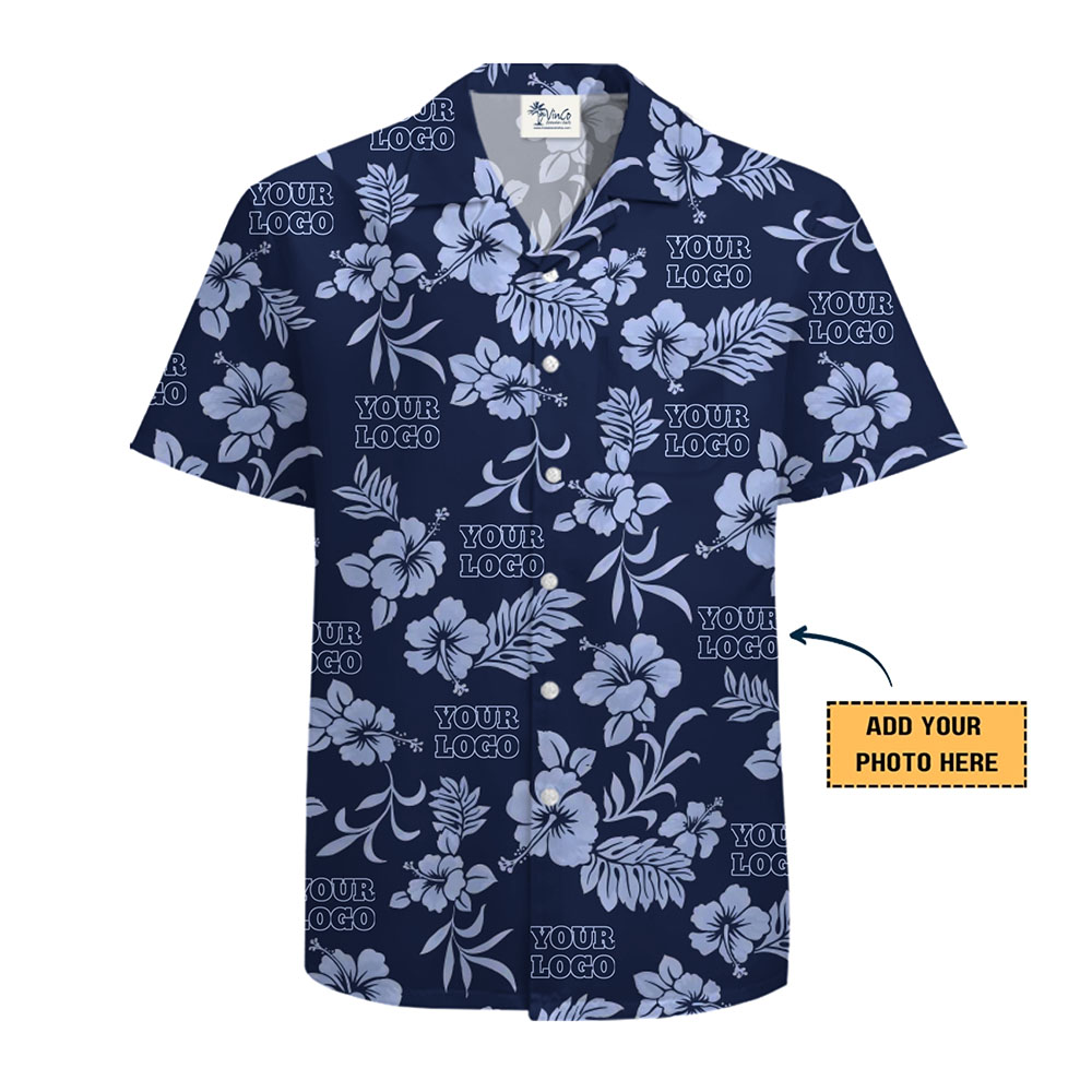 Customize Logo Hibicus Flowers Hawaiian Shirt With Live Preview