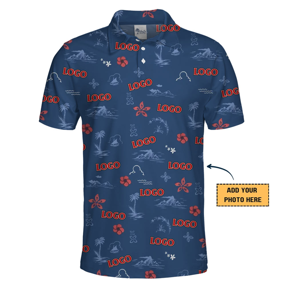 Custom Logo Vintage Navy Polo Shirt With Preview