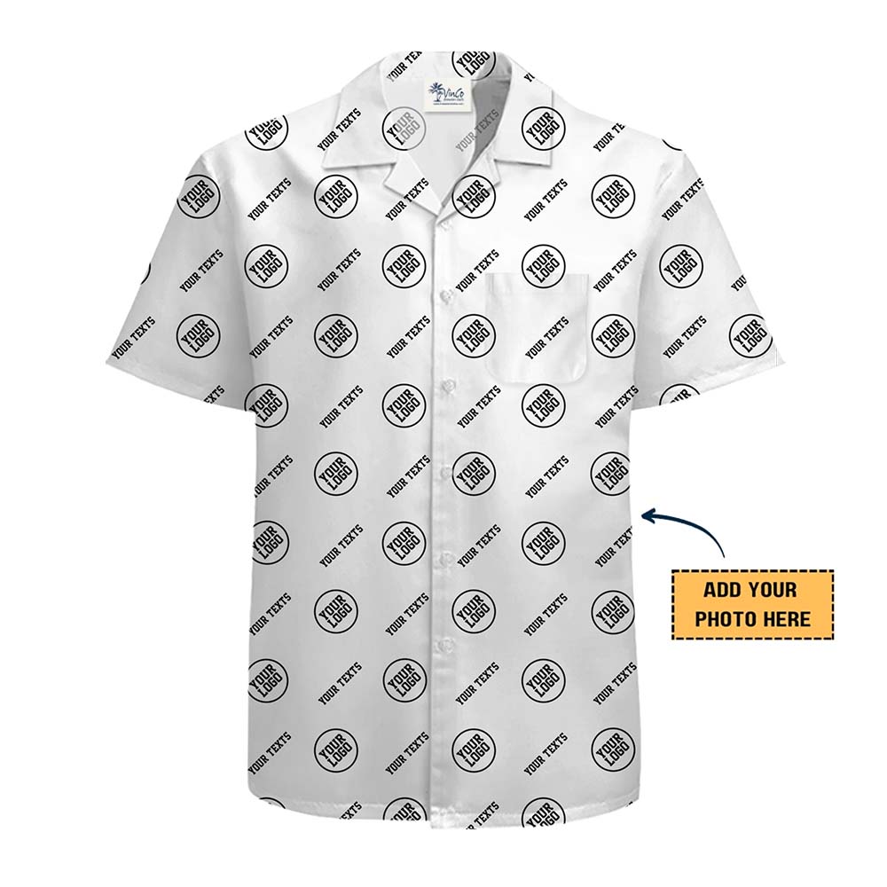 Custom Button Up Short Sleeve Shirts With Logo And Text