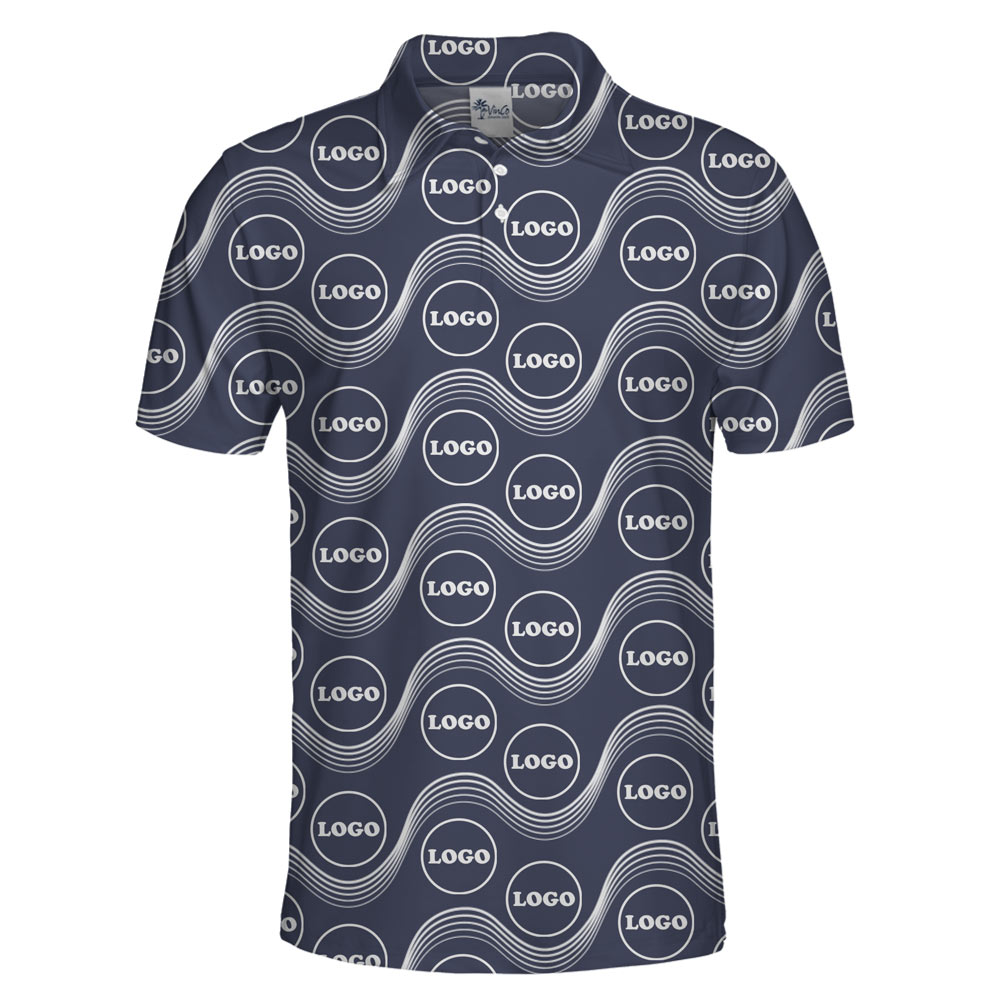 [Live Preview] Custom Logo Wave Grid Polo Shirt