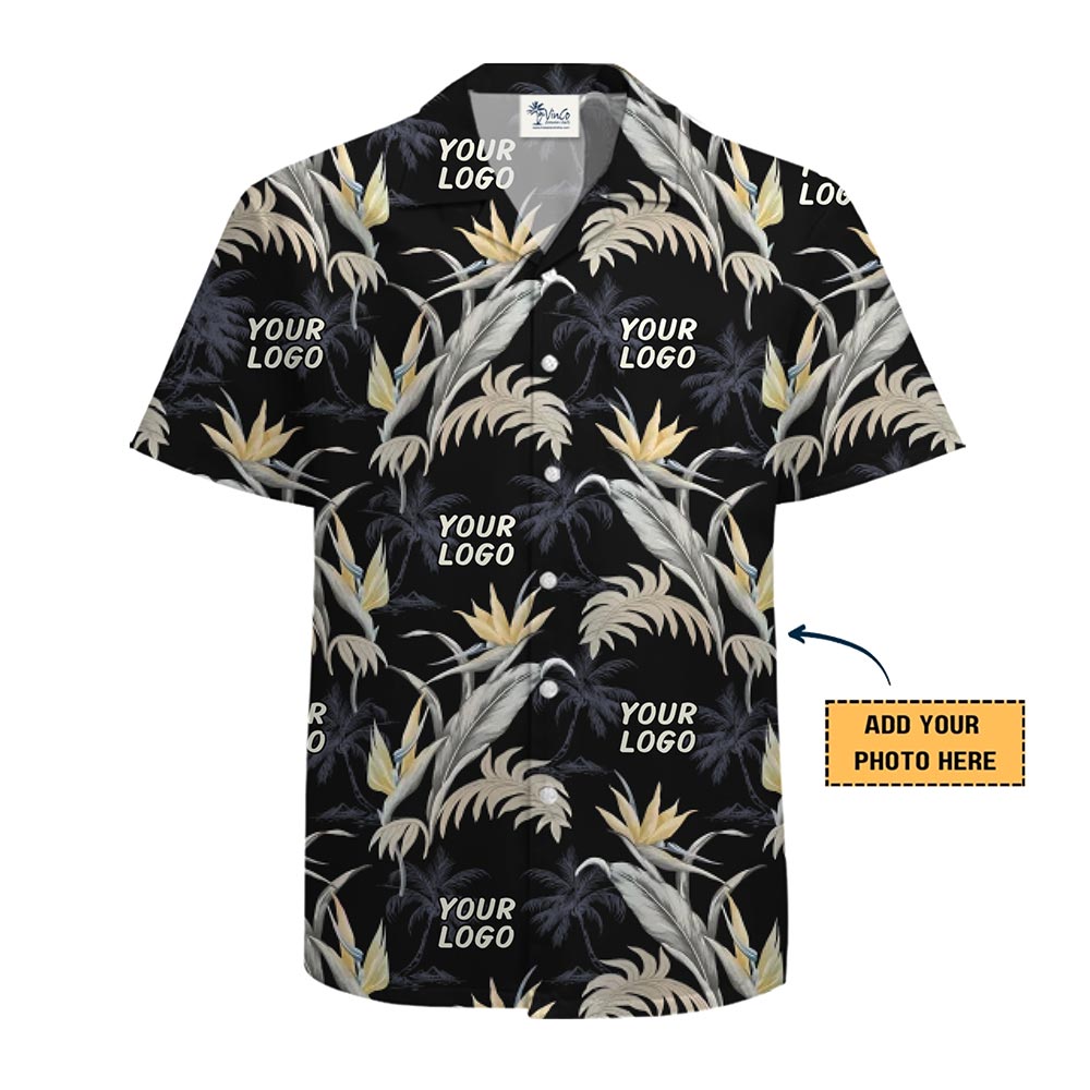 Custom Hawaiian Shirt with Bird of Paradise Pattern – Personalized Tropical Logo Floral Design