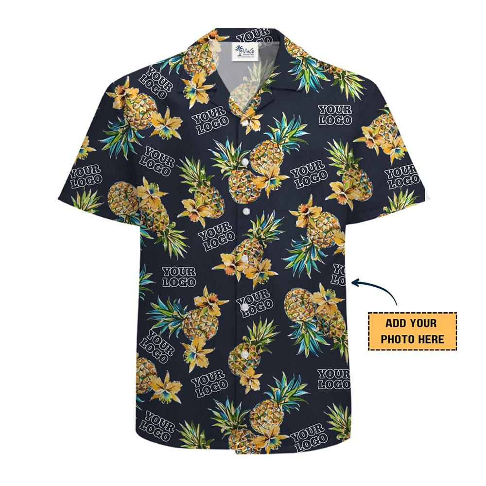 Custom Hawaiian Shirt Pineapple Design With Company Logo