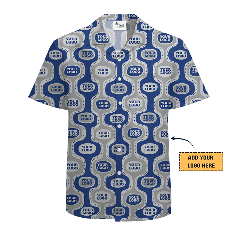 Signature Loop Pattern Custom Logo Hawaiian Shirt