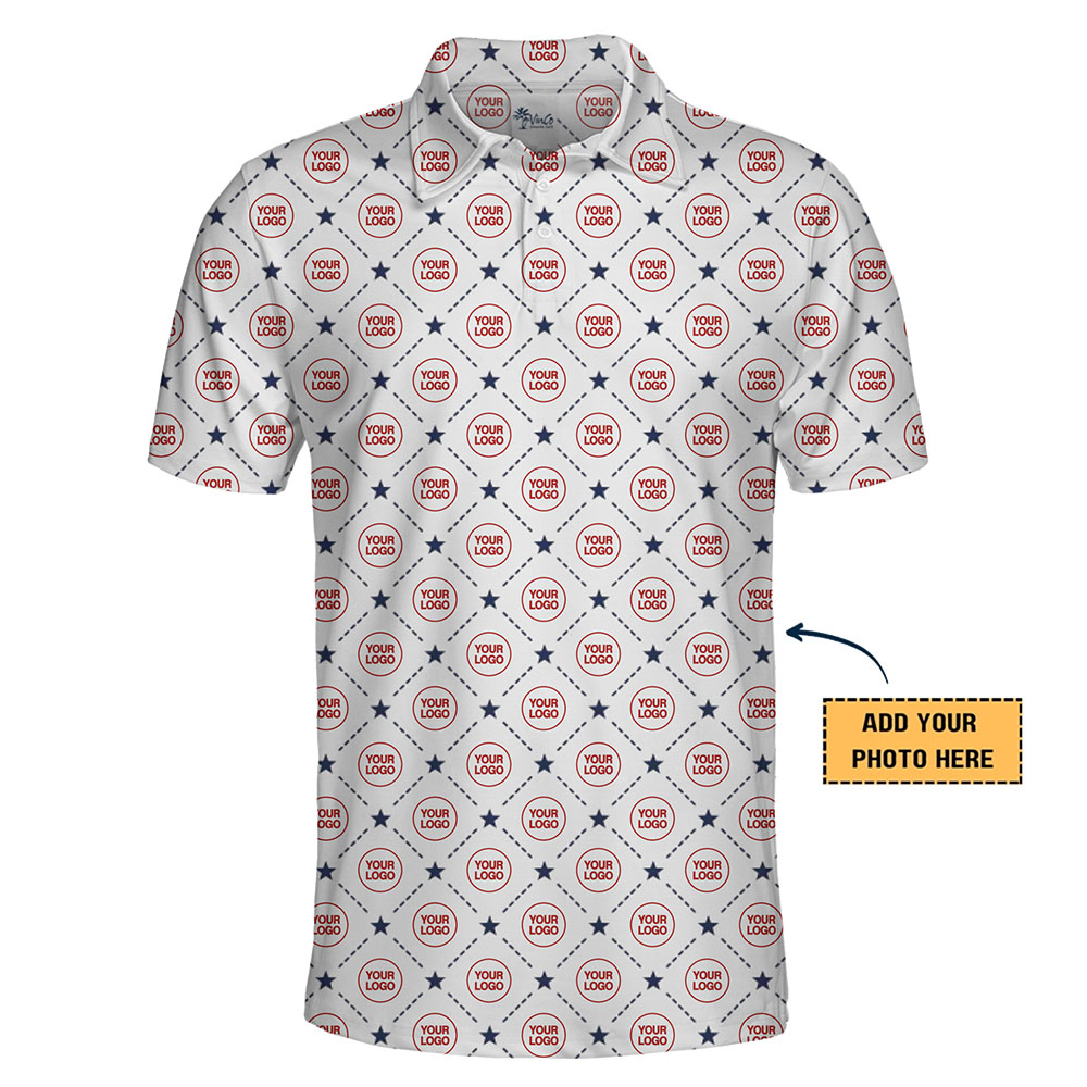 Logo Repeated Collared Polo Shirt With Preview
