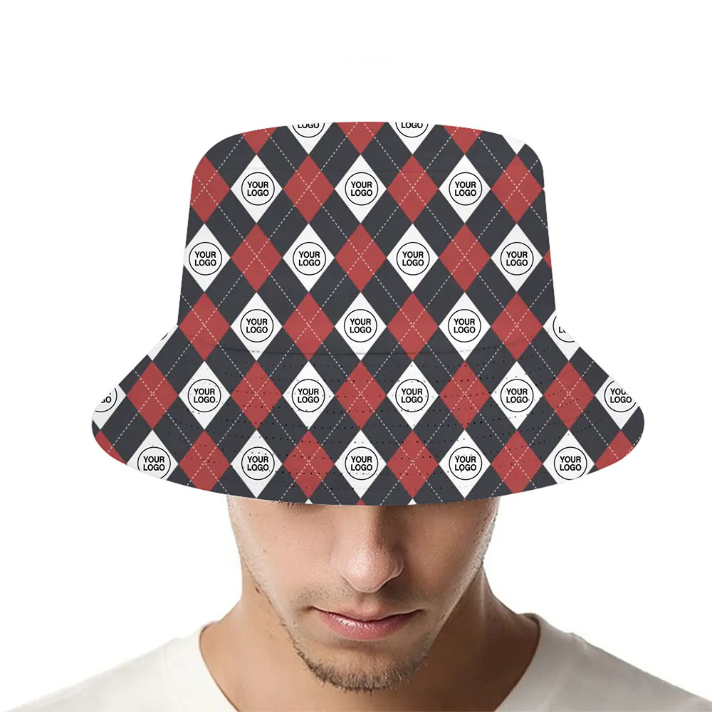 Unique Checker Pattern Bucket Hat With Custom Logo - variant image 1