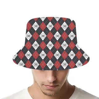 Unique Checker Pattern Bucket Hat With Custom Logo