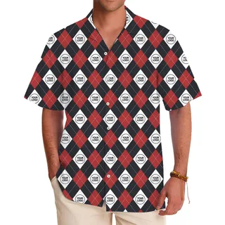 Checkerboard Hawaiian Shirt With Custom Logo And Color