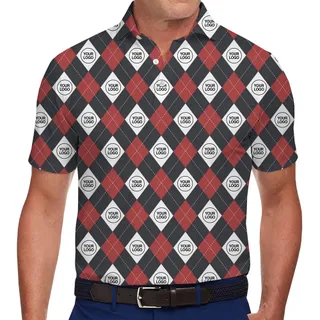 Checked Pattern Collared Polo Shirt With Custom Logo And Preview