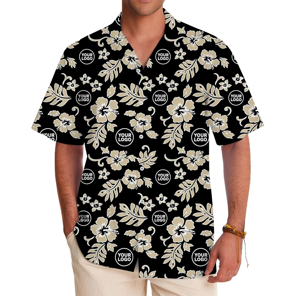 Custom Logo Hibiscus Pattern Hawaiian Shirt Live Preview - variant image 1