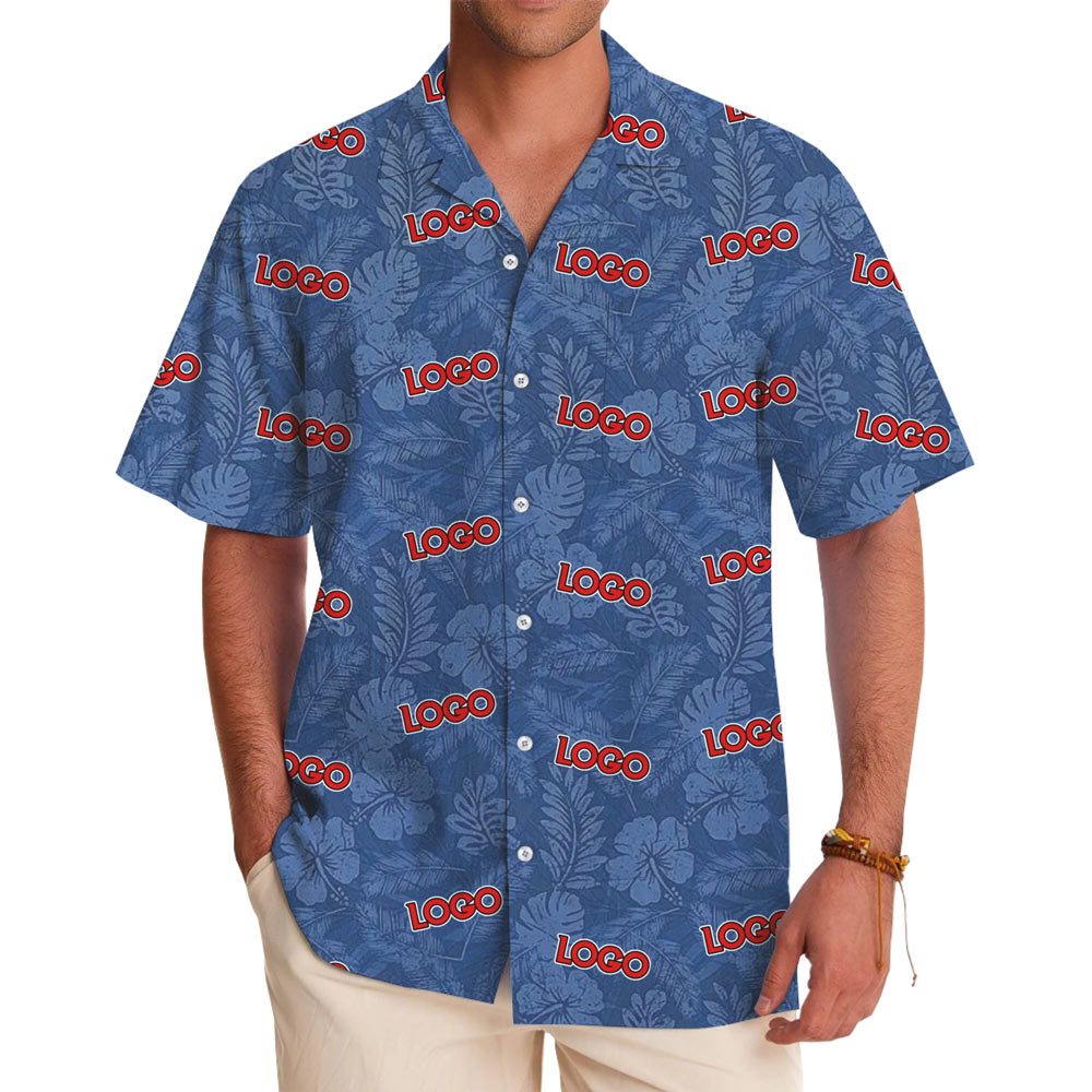 Custom Logo Vintage Navy Aloha Shirt - variant image 1