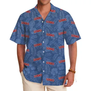 Custom Logo Vintage Navy Aloha Shirt
