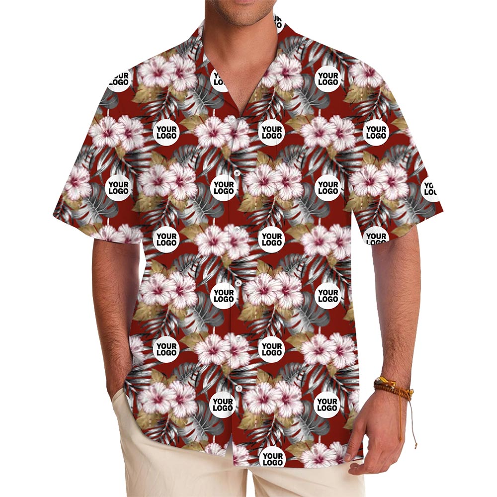 Custom Hawaiian Shirt with Island Hibiscus  and Company Logo [Live Preview] - variant image 1