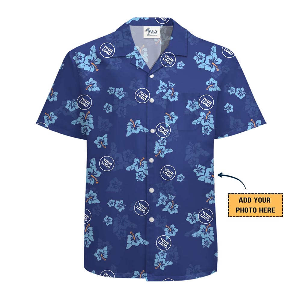 Custom Logo Hawaiian Shirt With Hibiscus Flowers – Perfect for Parties, Brands, and Gifts