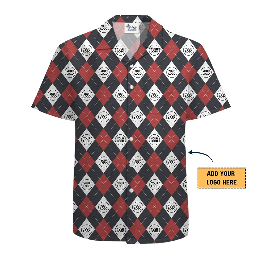 Checkerboard Hawaiian Shirt With Custom Logo And Color
