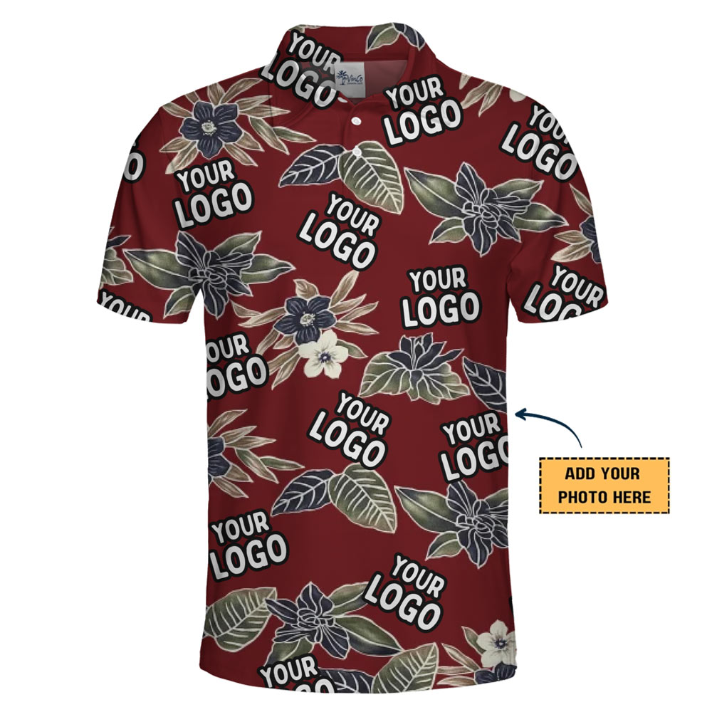 Vintage Floral Custom Logo Polo Shirt