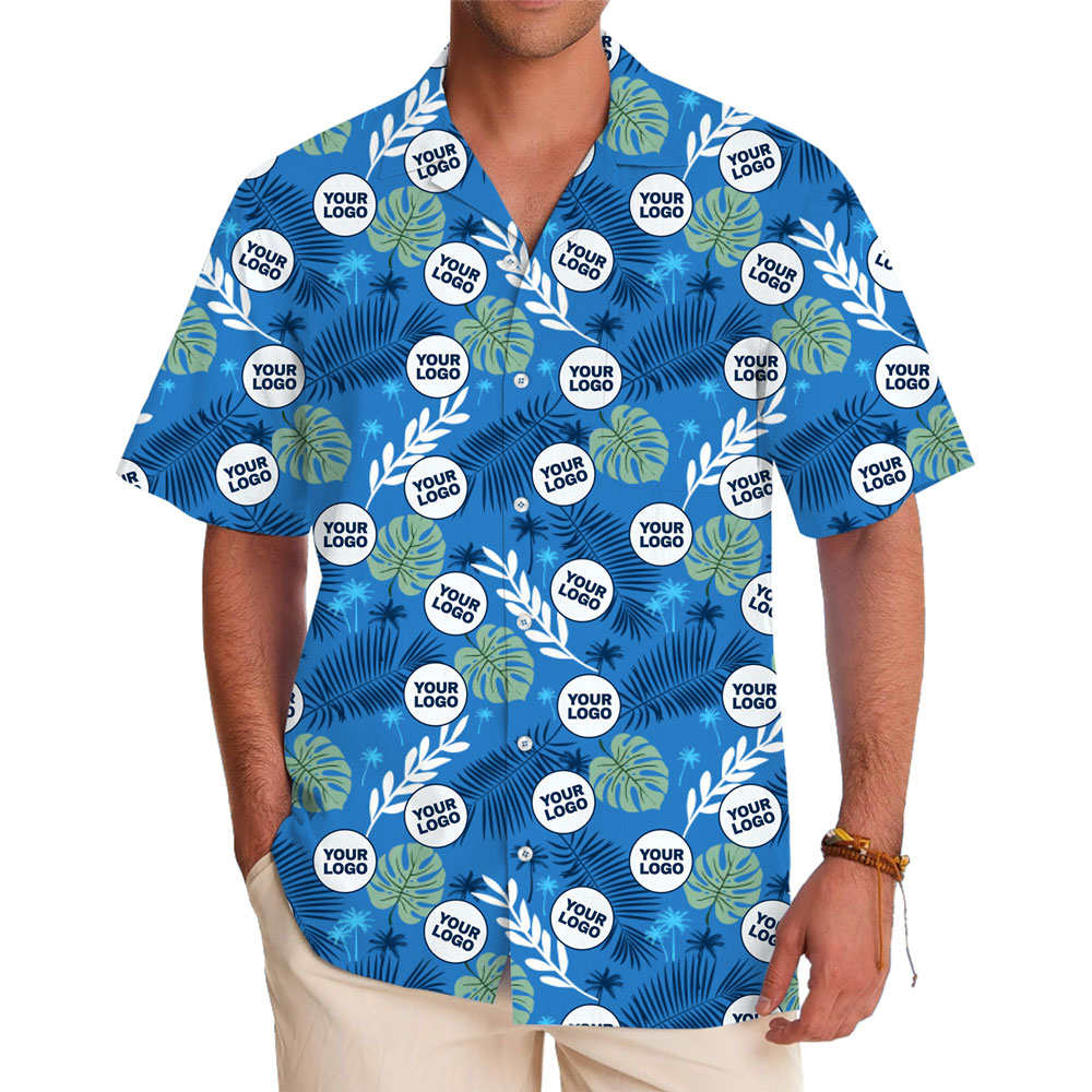 Custom Tropical Leaf Hawaiian Shirt With Logo Instant Preview - variant image 1