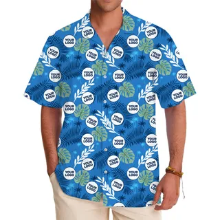 Custom Tropical Leaf Hawaiian Shirt With Logo Instant Preview